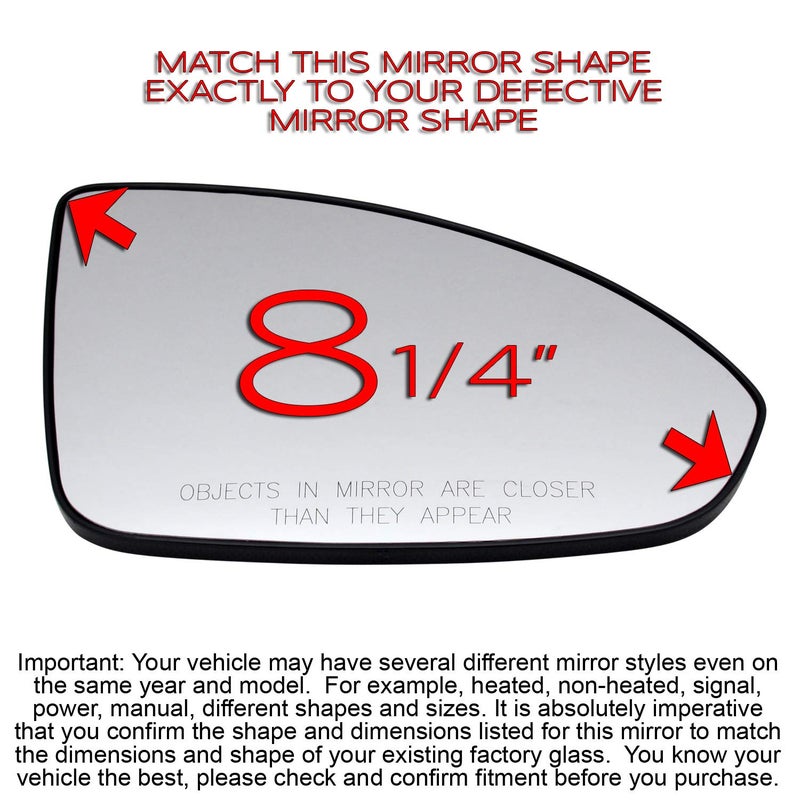 Rugged TUFF Passenger Side Mirror Glass Replacement For 2011 2012 2013 2014 2015 2016 Chevrolet Cruze, 2016 Chevy Limited Right Rear View Convex Mirrors with Backing Plate Non-Heated 95215095 GM1323488 - Image 2